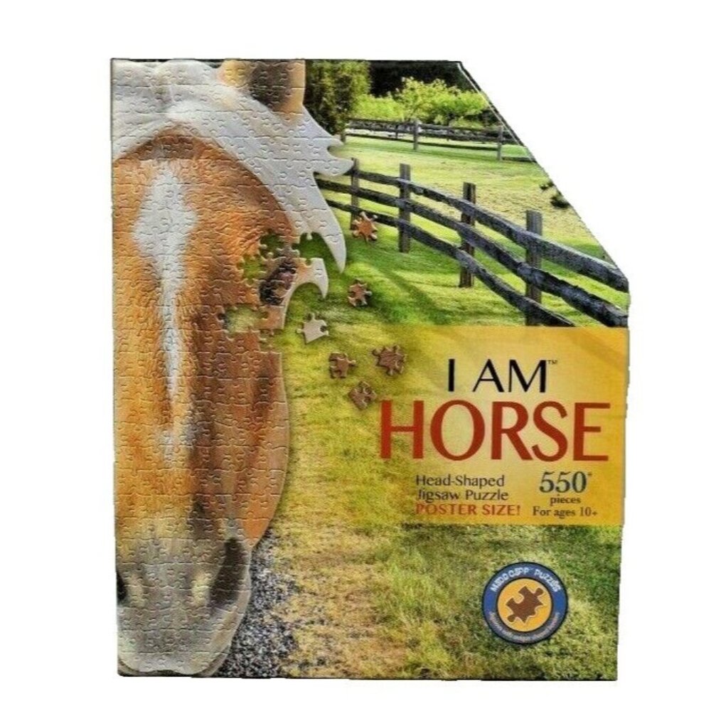 Madd Capp Puzzles I Am Horse 529 Piece Head Shaped Jigsaw Puzzle and Poster